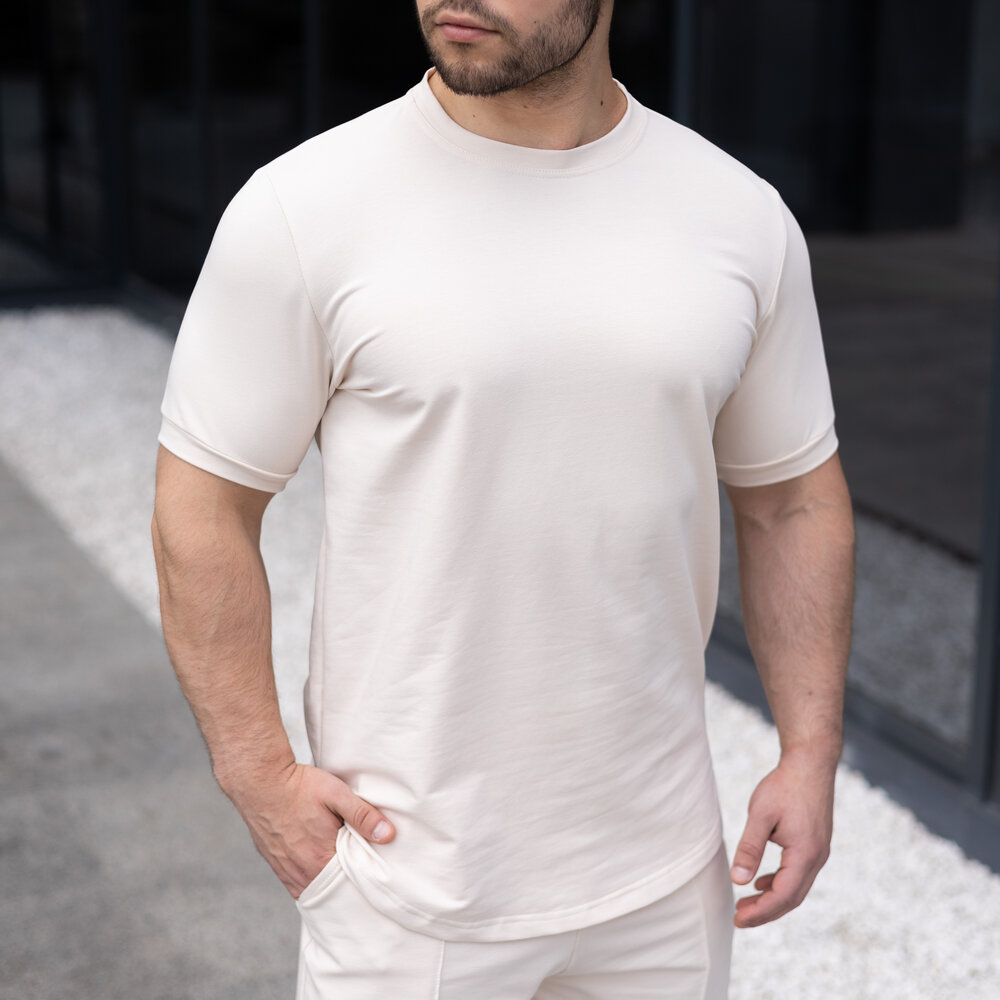 Чоловіча футболка базова однотонна кремова Pobedov Nebo POBEDOV - Фото 6