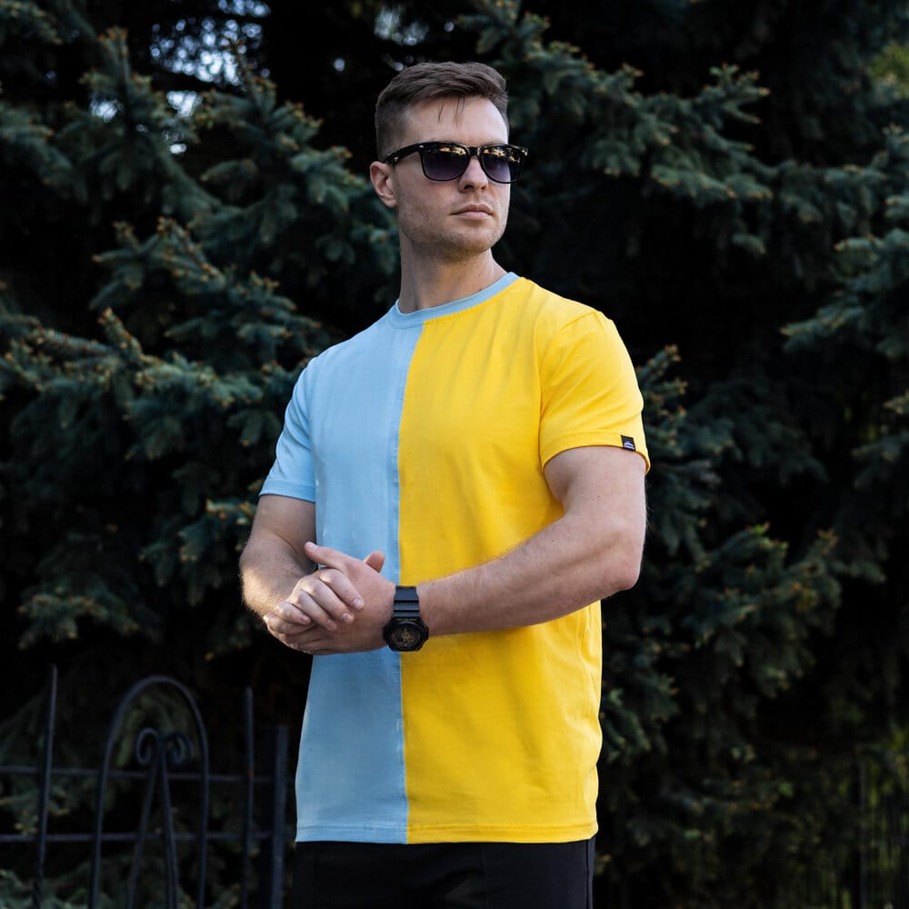 Чоловіча футболка бавовняна Pobedov Segmentation B2 жовто-блакитна POBEDOV - Фото 4