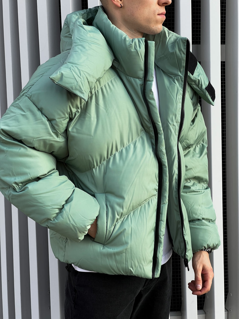 Мужская зимняя куртка-пуховик Reload Quadro мятная - Фото 7