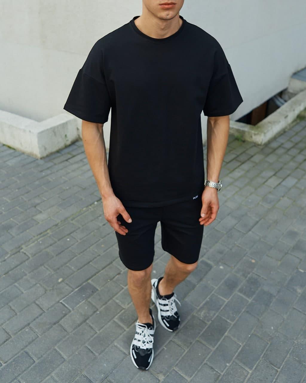 Літній комплект чорна футболка чоловіча Quil (Квіл) чорні шорти чоловічі Duncan (Дункан) TURWEAR - Фото 4