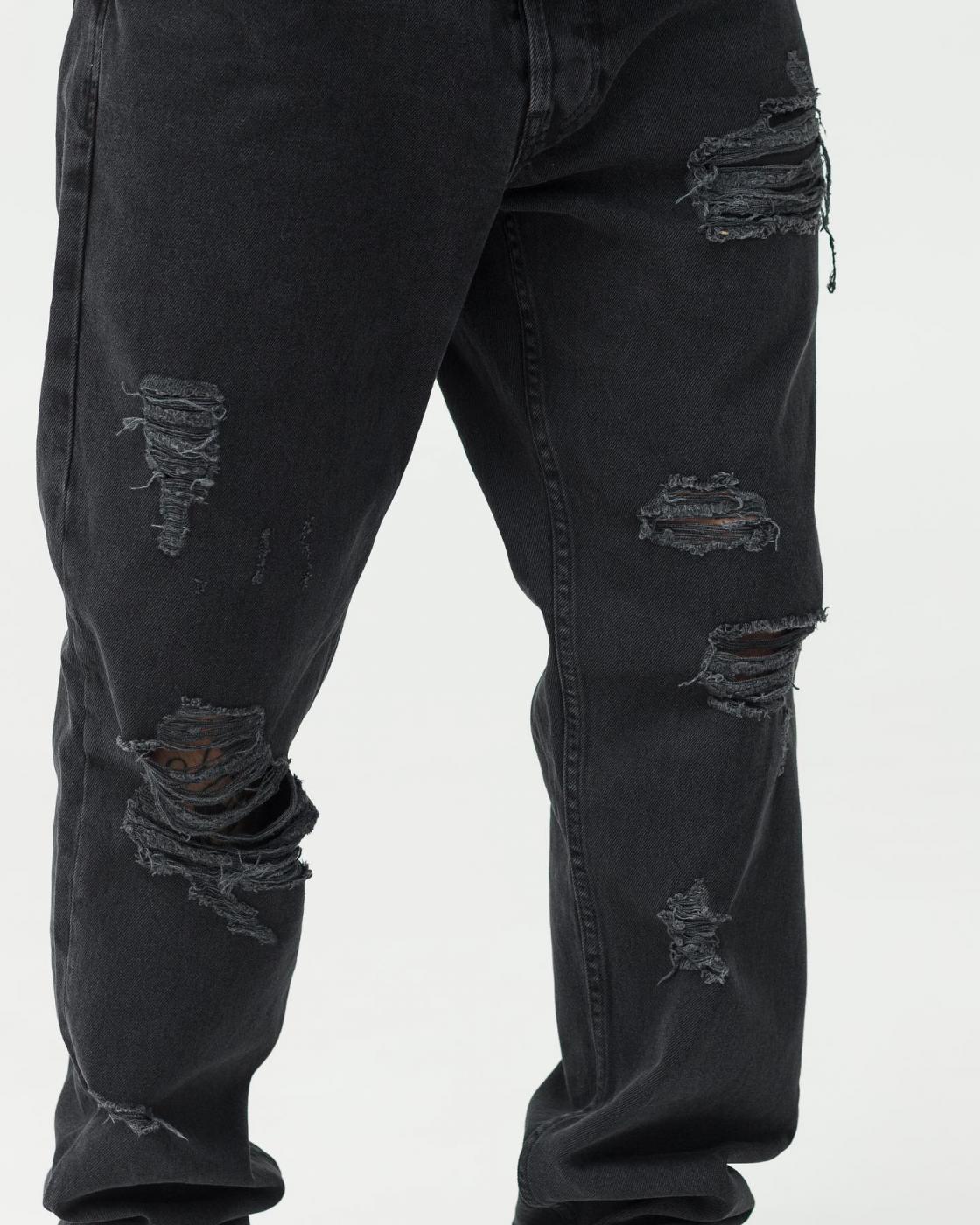 Черные базовые джинсы BEZET с порезами - Фото 3