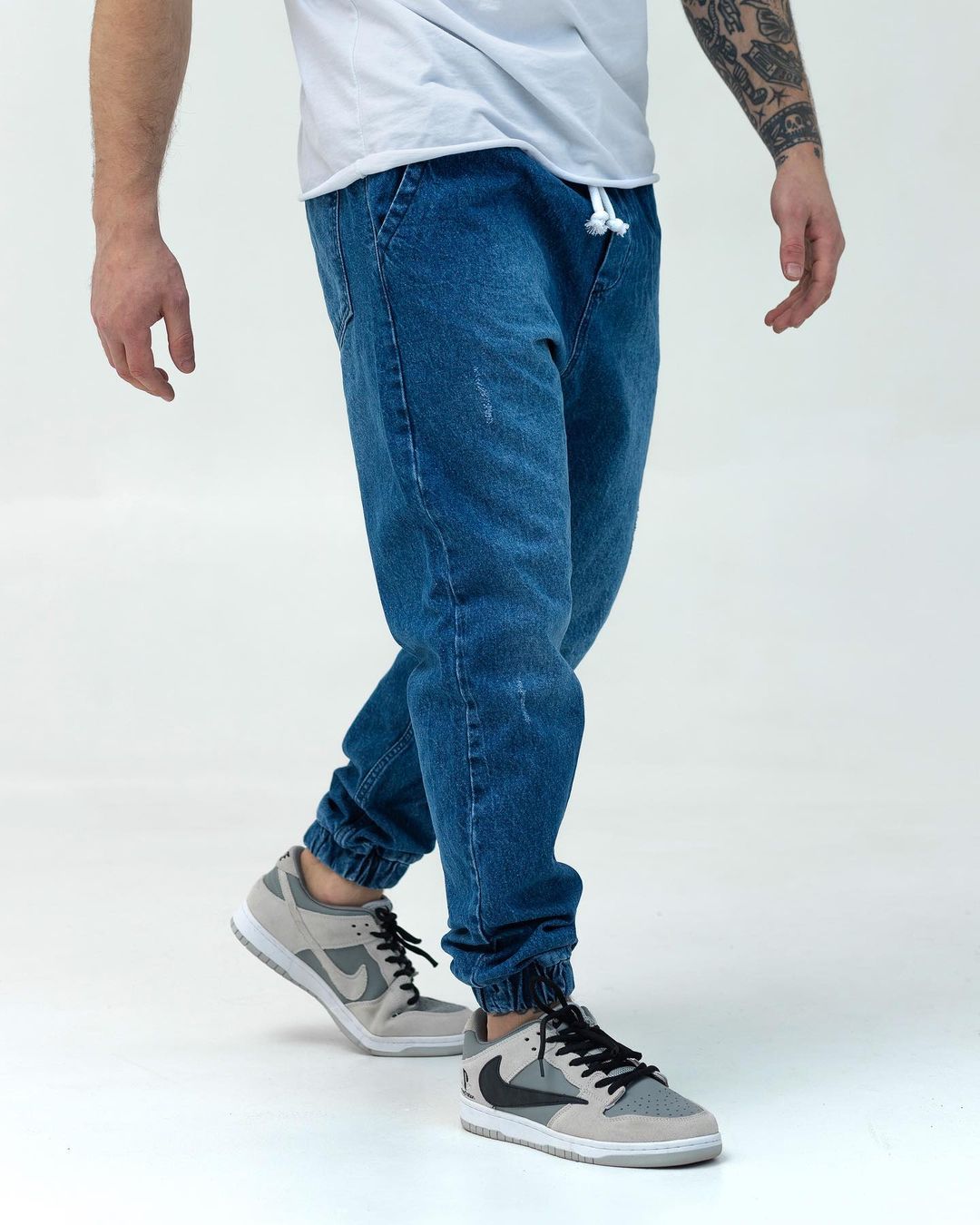 Базові чоловічі джинсові джоггери BEZET синій - Фото 4
