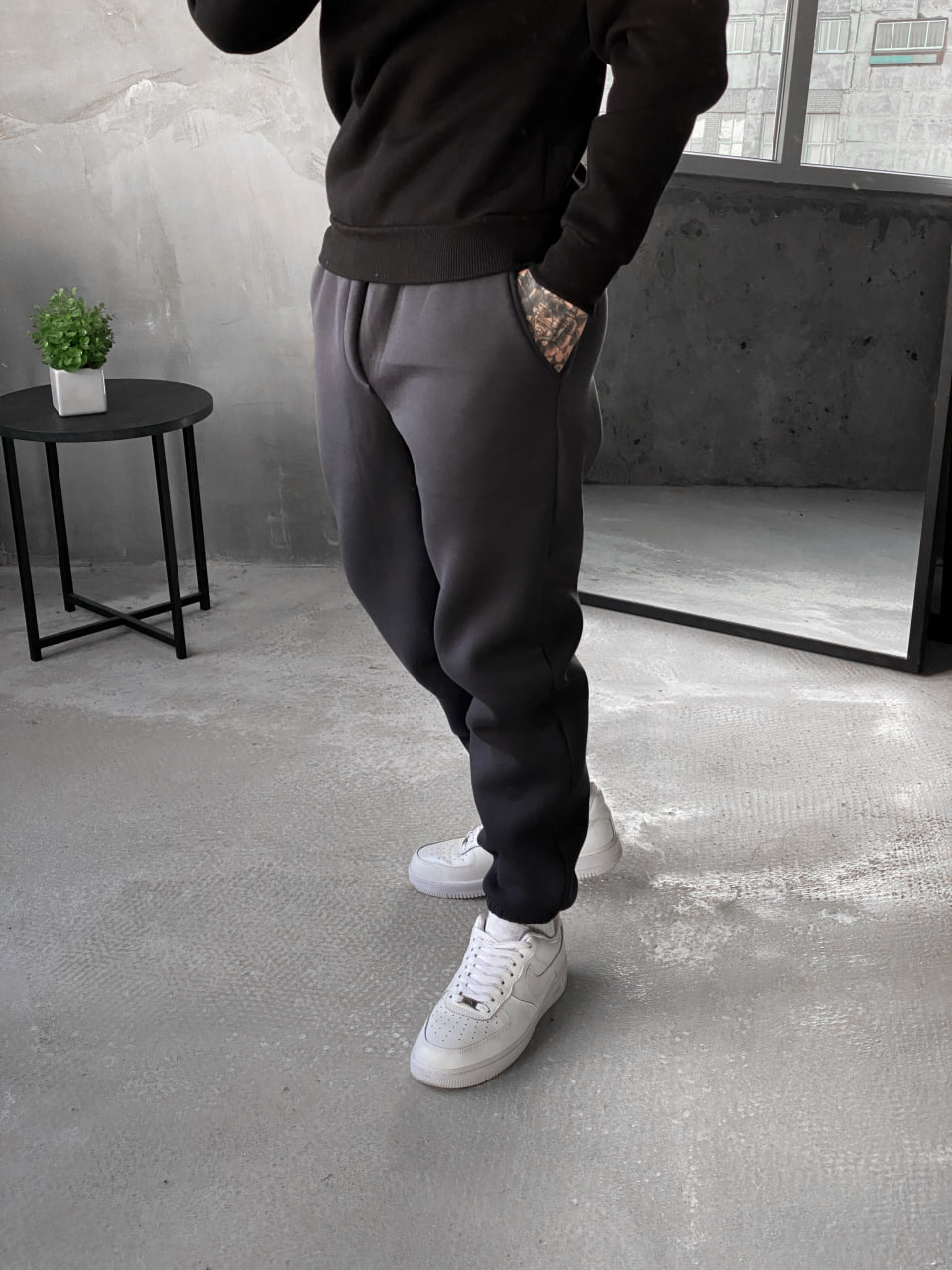 Чоловічі теплі спортивні штани з начосом Reload Cold графіт/ Трикотажні штани флісові демісезон - Фото 3