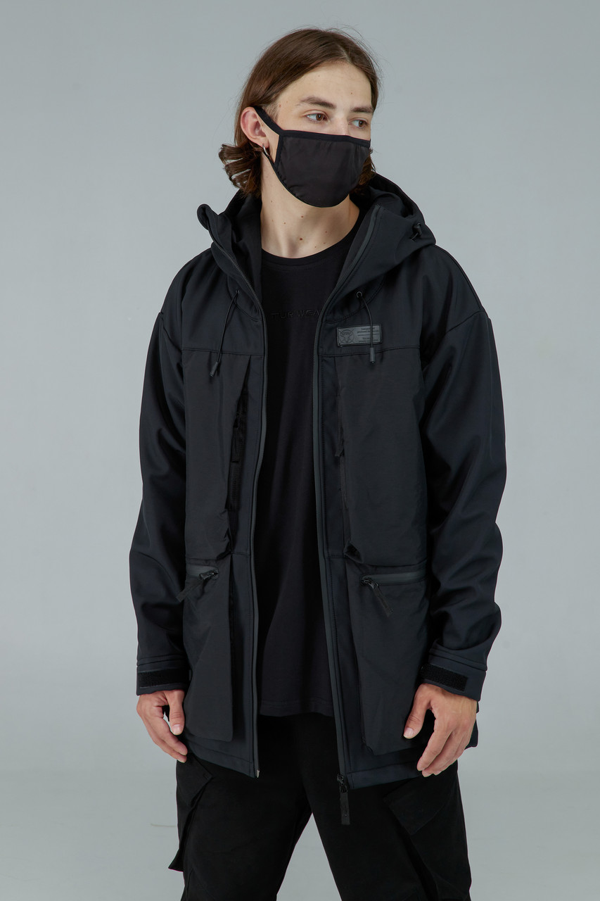 Демисезонная куртка из софтшела мужская черная бренд ТУР модель Онага размер S, M, L, XL TURWEAR - Фото 4