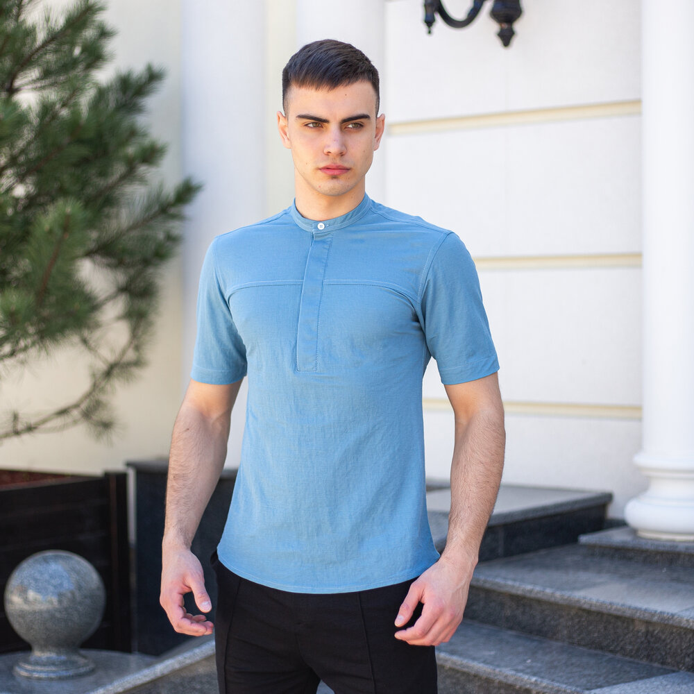 Чоловіча сорочка з коротким рукавом блакитна Pobedov Vpered POBEDOV - Фото 3