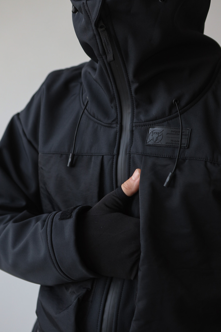 Демисезонная куртка из софтшела мужская черная бренд ТУР модель Онага размер S, M, L, XL TURWEAR - Фото 3