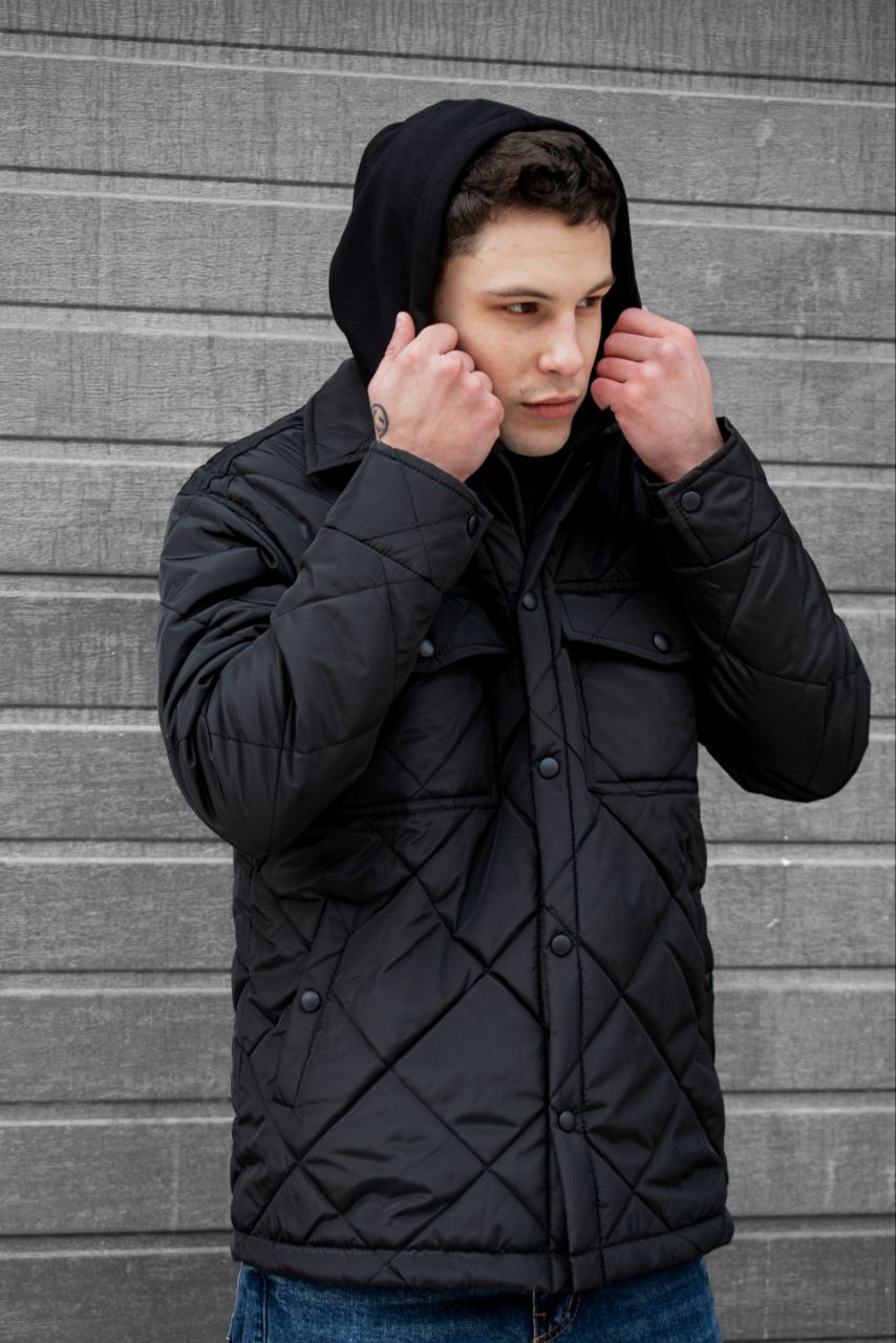 Стеганная мужская куртка-рубашка Reload Stitch, черный - Фото 2