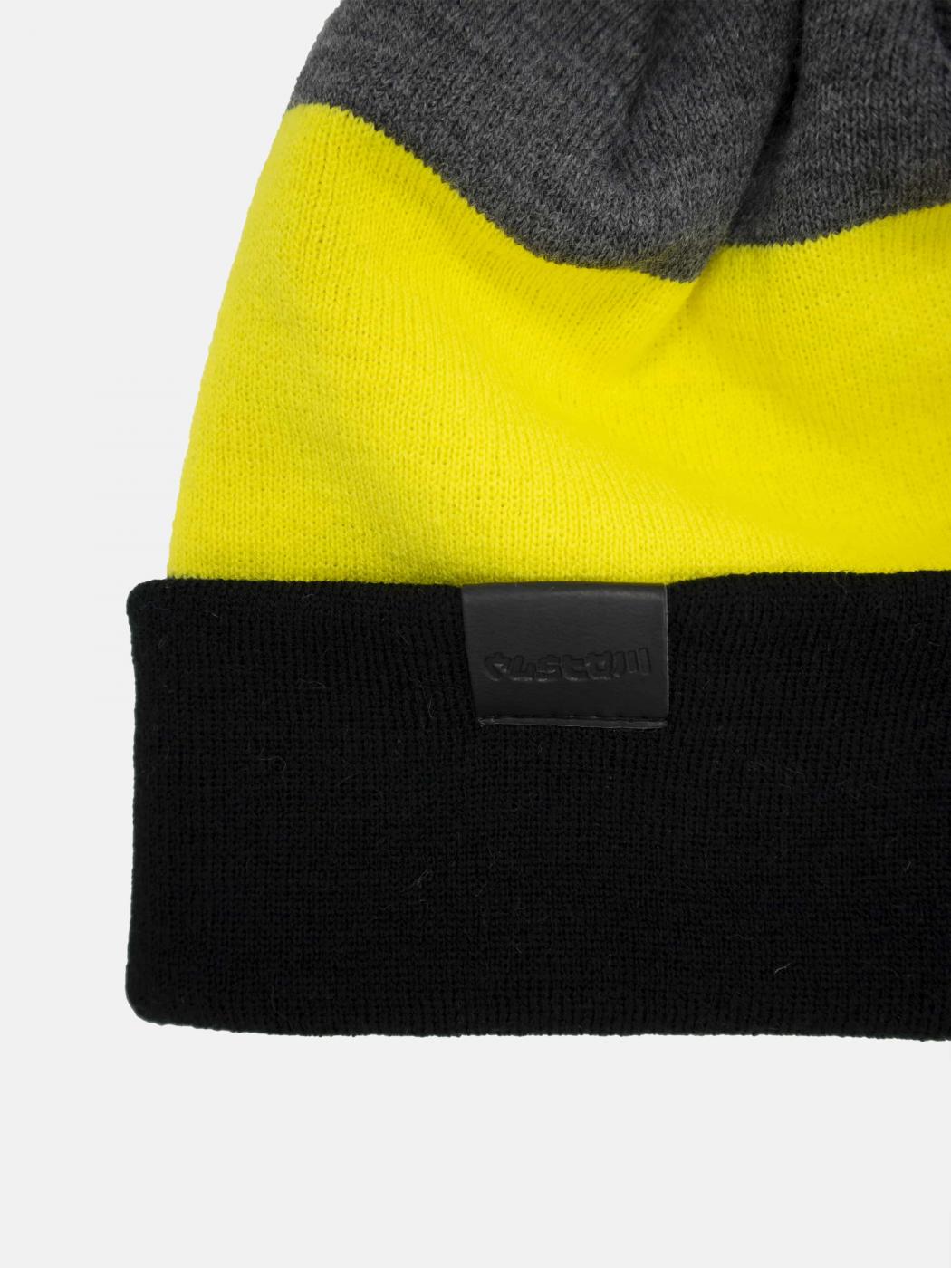 Шапка Custom Wear Tricolor з бумбоном графіт з жовтим, чорним  - Фото 5