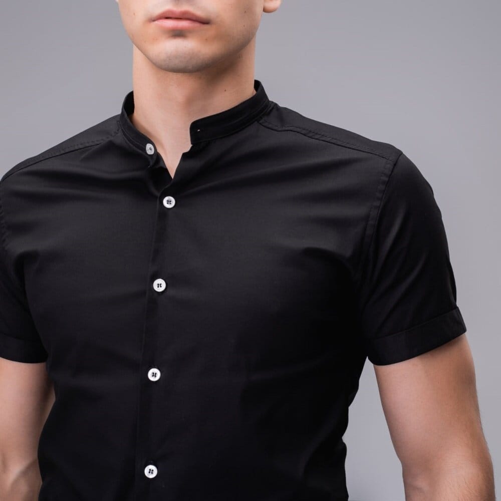 Чоловіча бавовняна сорочка з коротким рукавом чорна Pobedov Solid POBEDOV - Фото 6