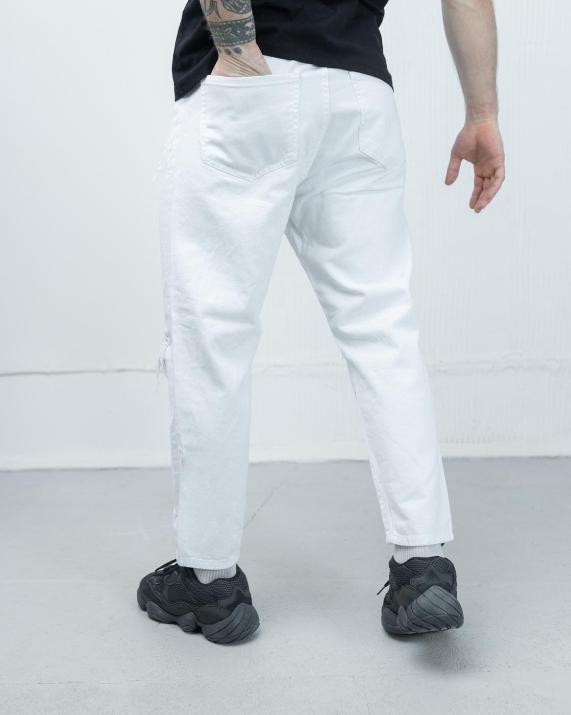 Білі чоловічі джинси бойфренди BEZET PATCHED - Фото 3