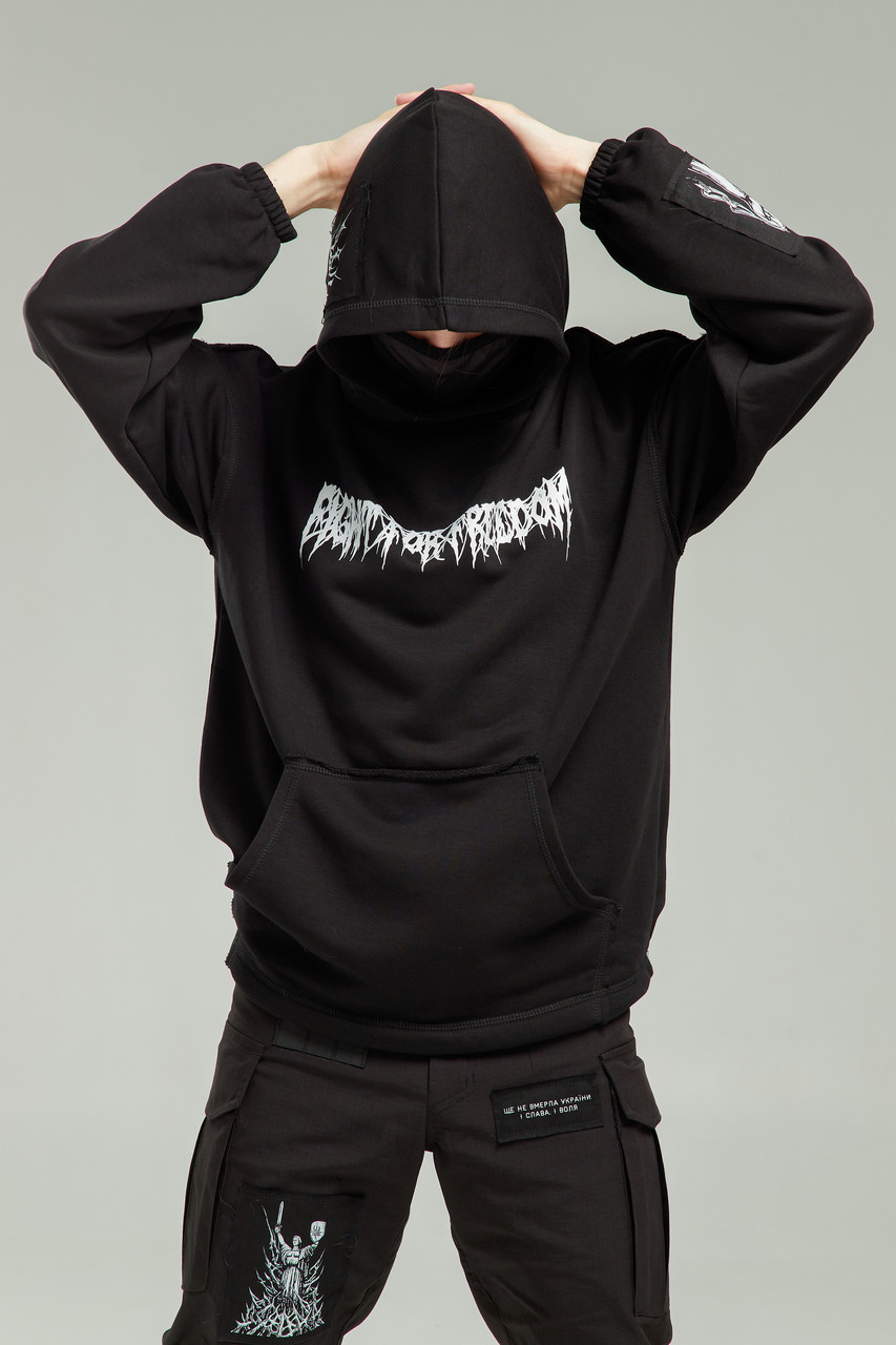 Худі чоловічий чорний з принтами від бренду ТУР модель Фрідом розмір S, M, L TURWEAR - Фото 6
