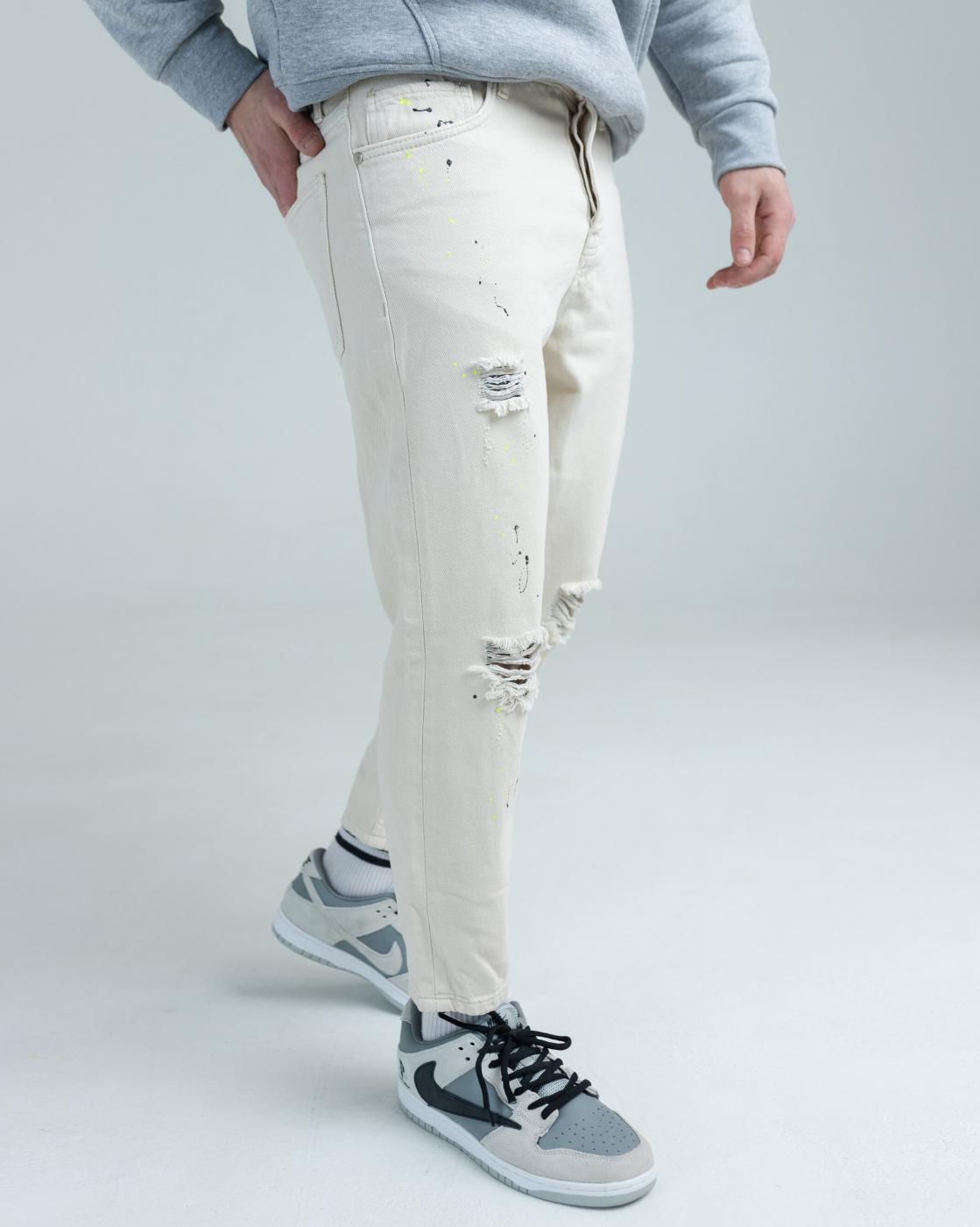 Білі джинси BEZET дизайнерські з перфорацією - Фото 2