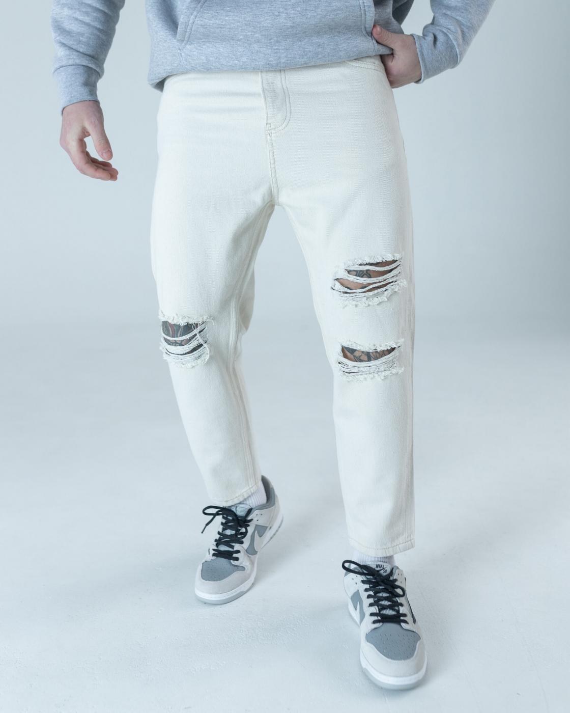 Дизайнерські білі джинси BEZET з перфорацією