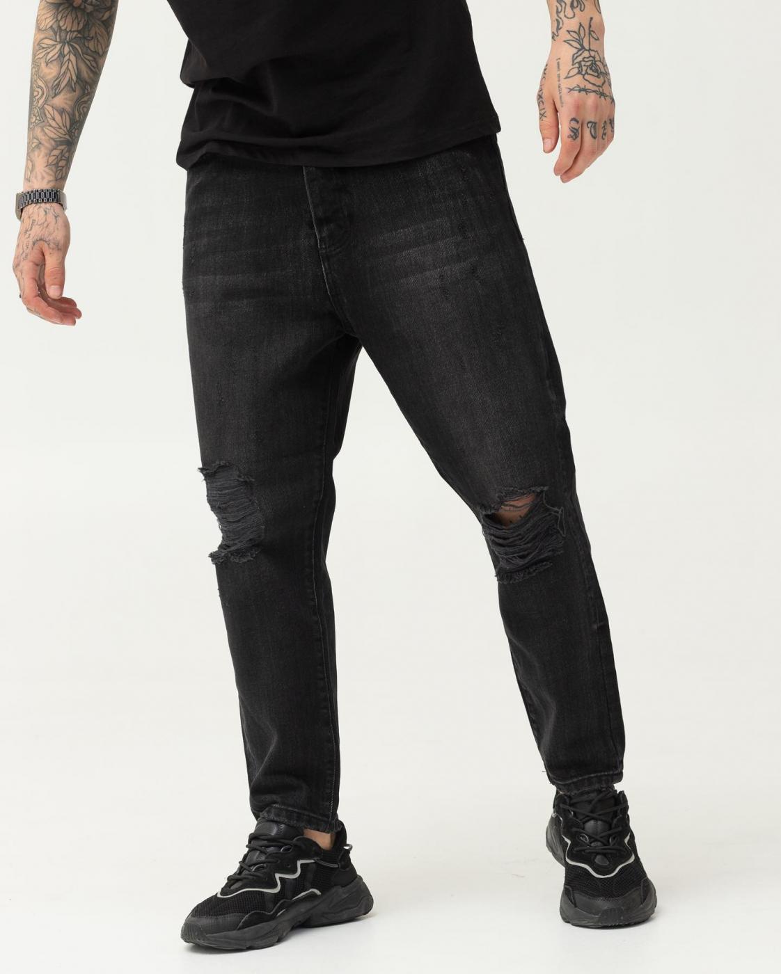 Базові чорні джинси BEZET Basic з перфорацією