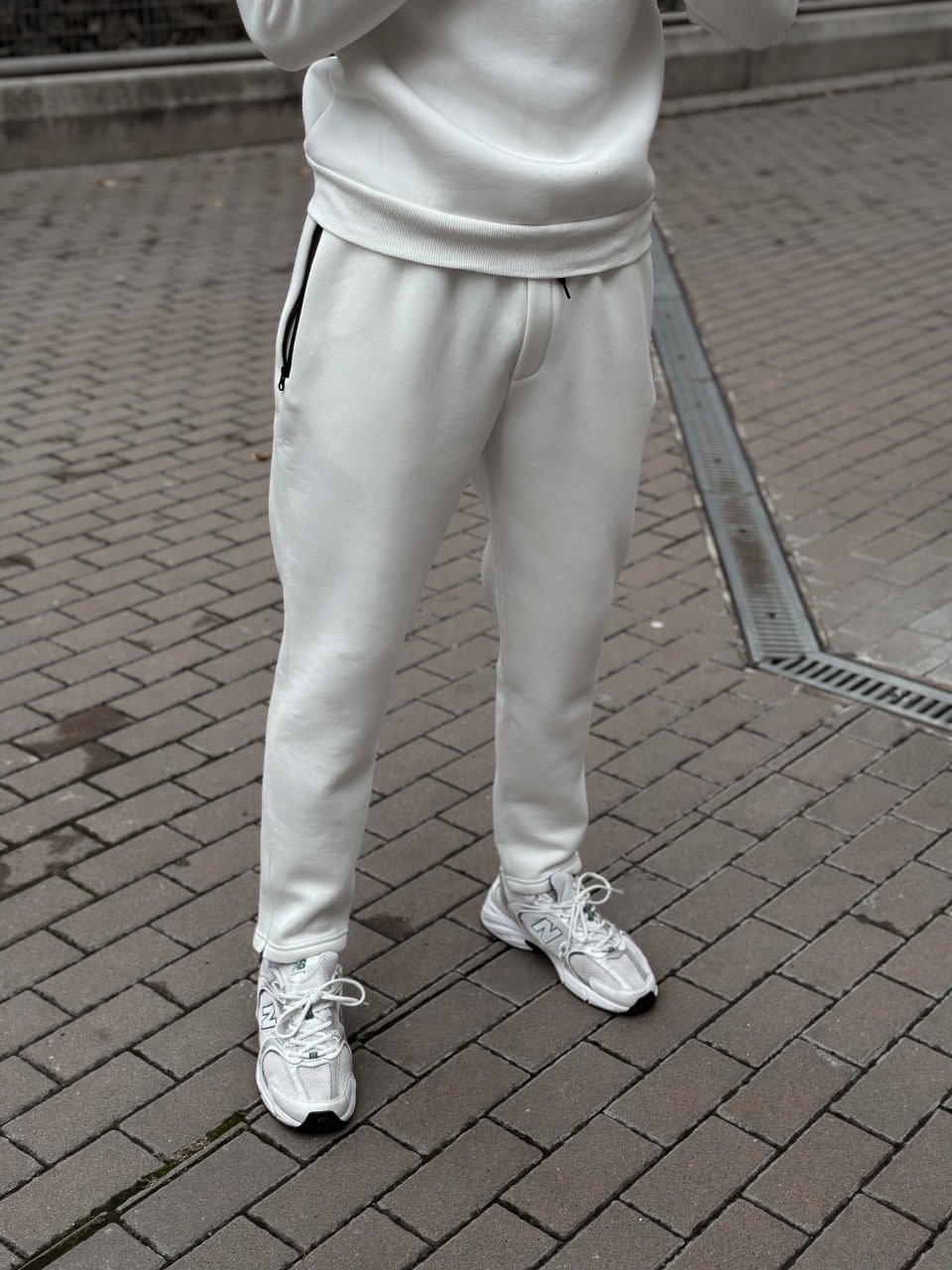 Чоловічі теплі спортивні штани фліс Reload Slim молочні - Фото 5