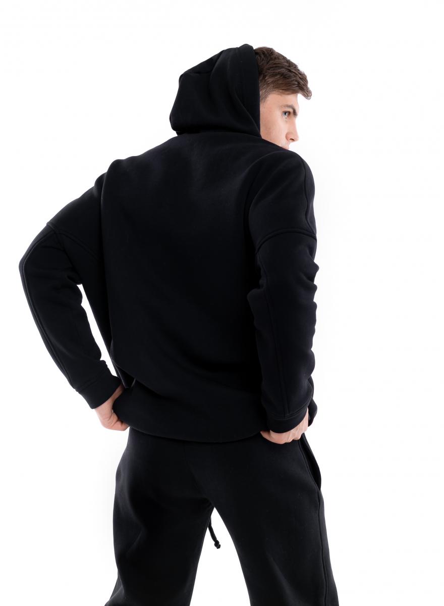 Костюм мужской спортивный Intruder Oversize (Худи толстовка на лисе, штаны на флисе) черный - Фото 6