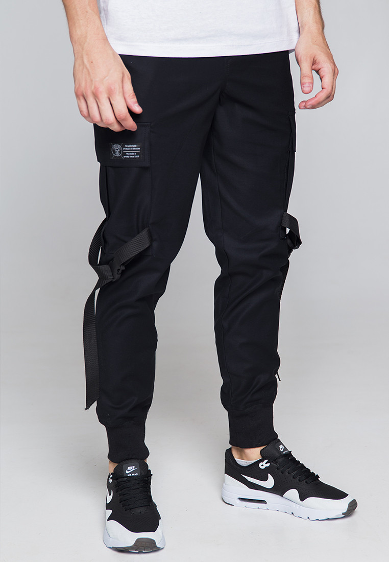 Зауженные карго штаны черные мужские от бренда ТУР Есимицу (Yoshimitsu) TURWEAR - Фото 6