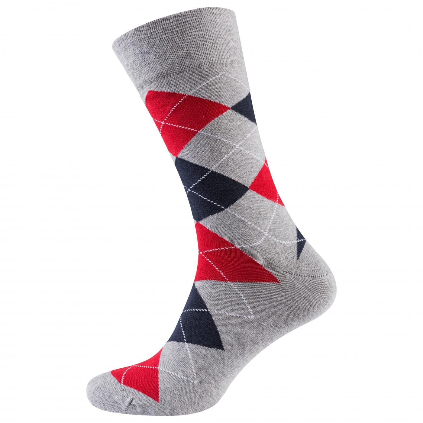 Шкарпетки чоловічі кольорові з бавовни, синьо-червоний ромб MansSet - Фото 1