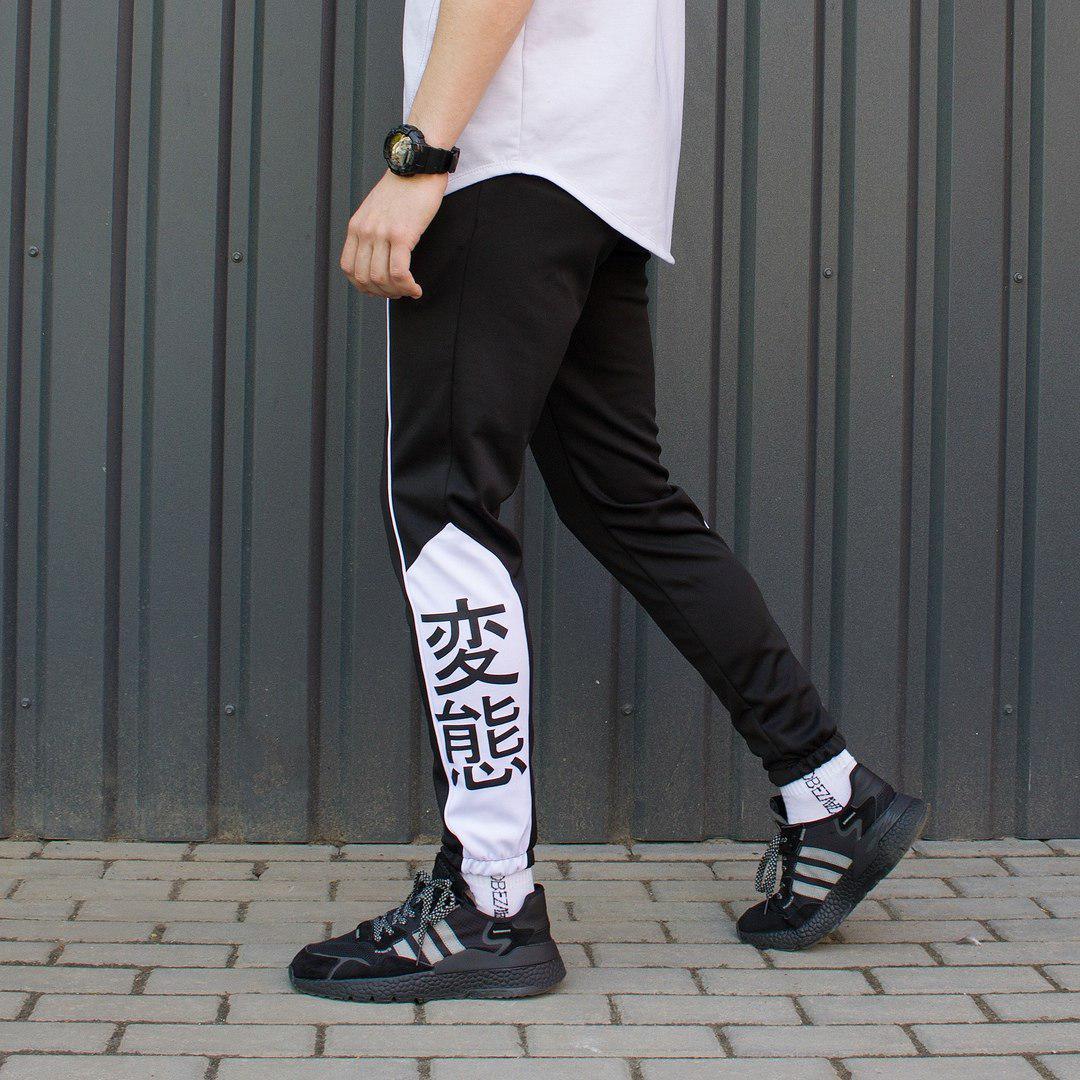 Cпортивные штаны мужские черно-белые от бренда ТУР модель Крид (Creed)