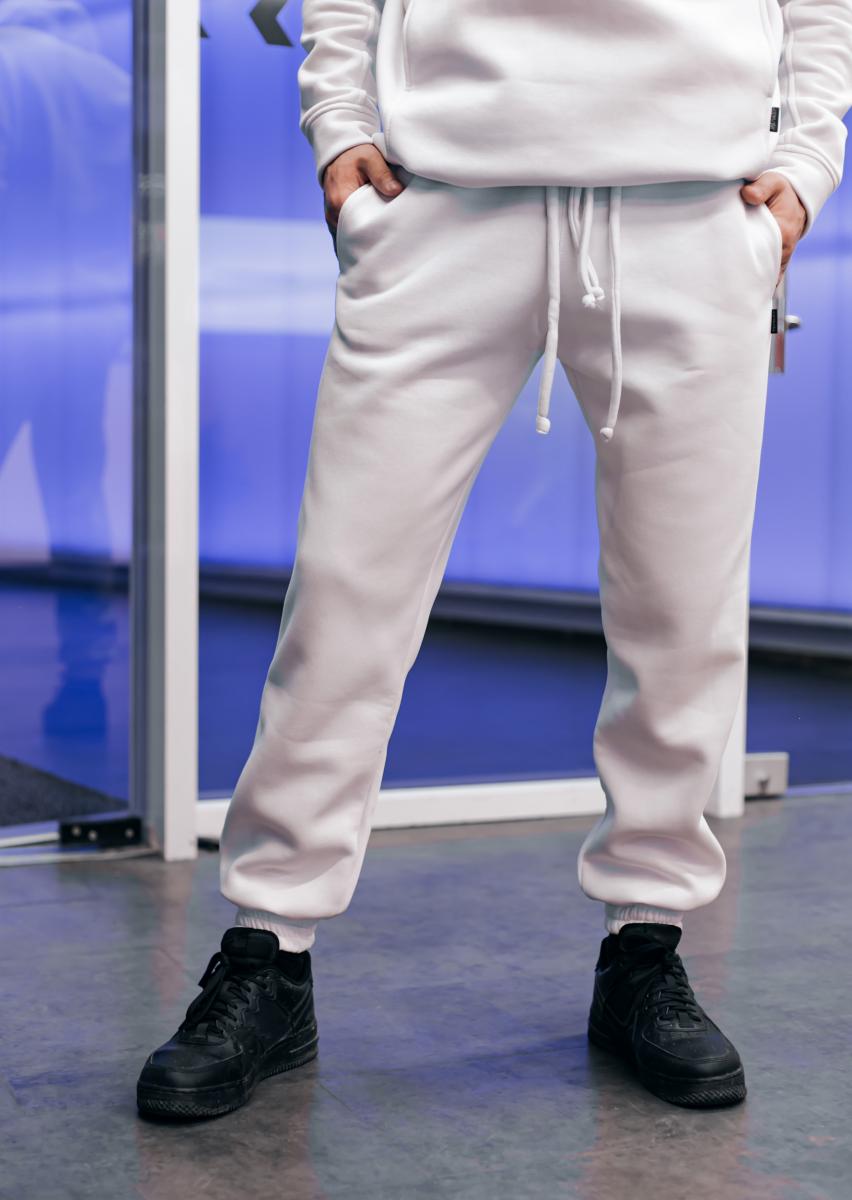 Штани чоловічі на флісі Oversize Intruder спортивні теплі штани білі Intruder