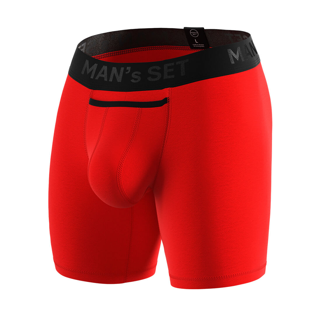 Мужские анатомические боксеры из хлопка, Long Black Series, красный MansSet