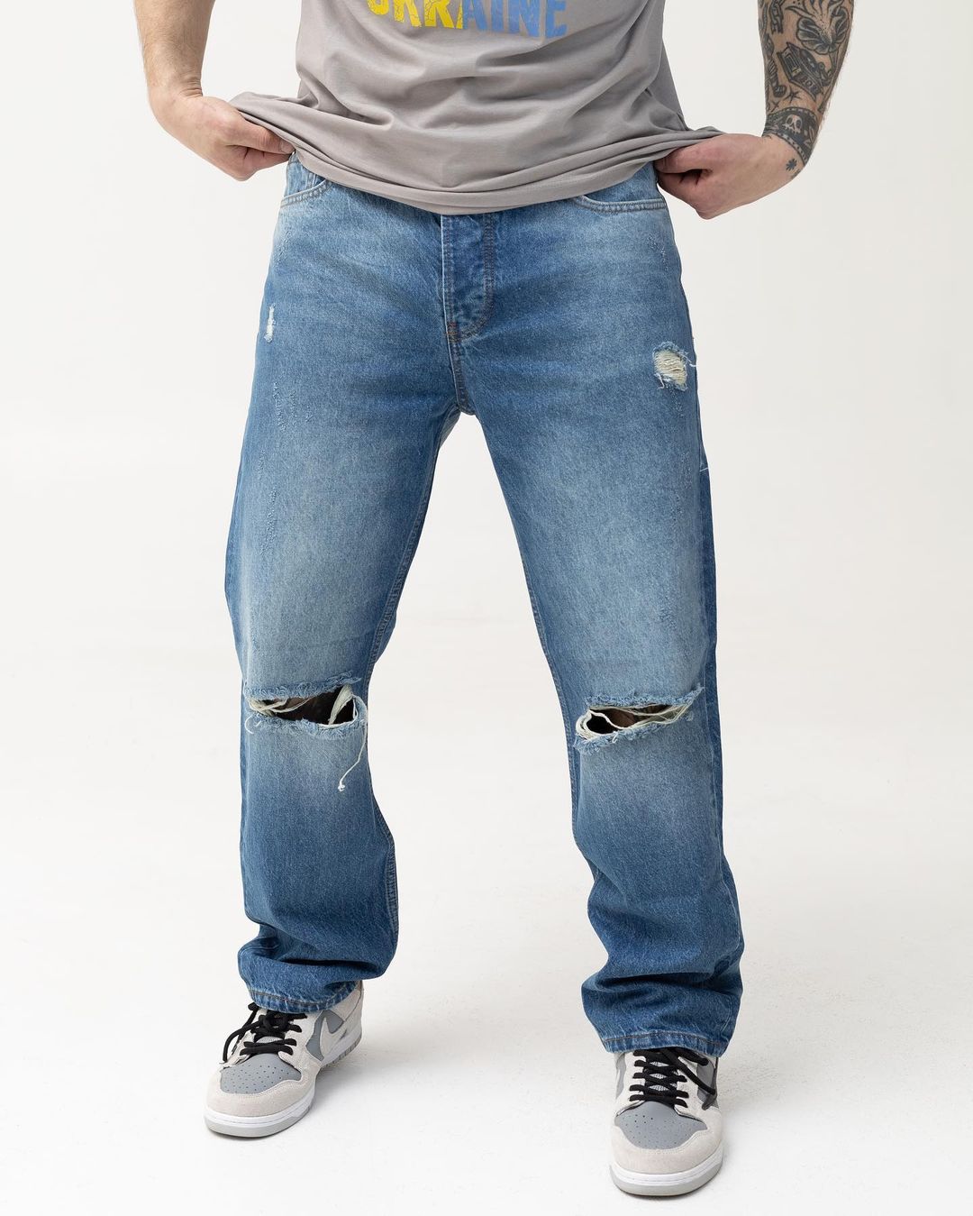Мужские синие джинсы BEZET базовые рваные