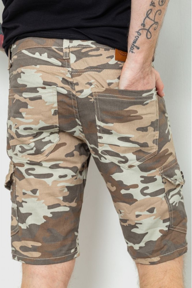 Джинсовые мужские камуфляжные шорты бежево-серые We Feel - Фото 2