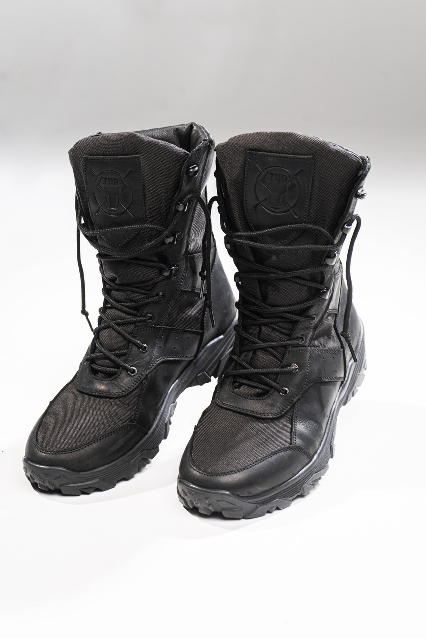 Ботинки берцы мужские натуральная кожа, черные, модель Вариор TURWEAR - Фото 2