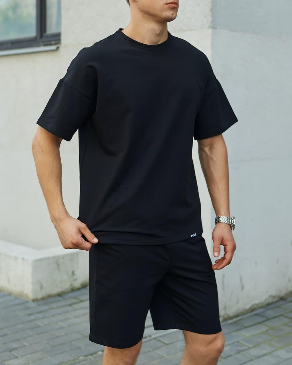 Літній комплект чорна футболка чоловіча Quil (Квіл) чорні шорти чоловічі Duncan (Дункан) TURWEAR - Фото 6