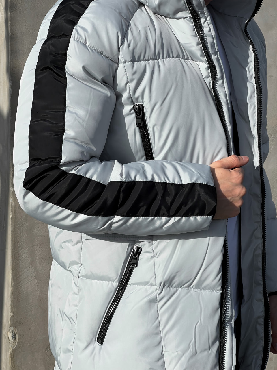 Чоловіча зимова пухова куртка парка Reload Stripe сірий - Фото 10