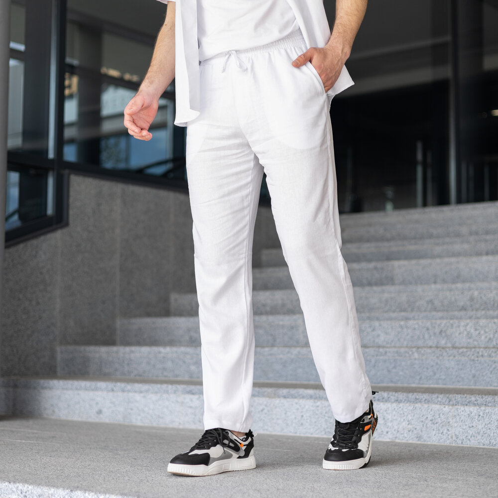Чоловічі льняні штани вільного крою білі Pobedov Chill POBEDOV - Фото 6
