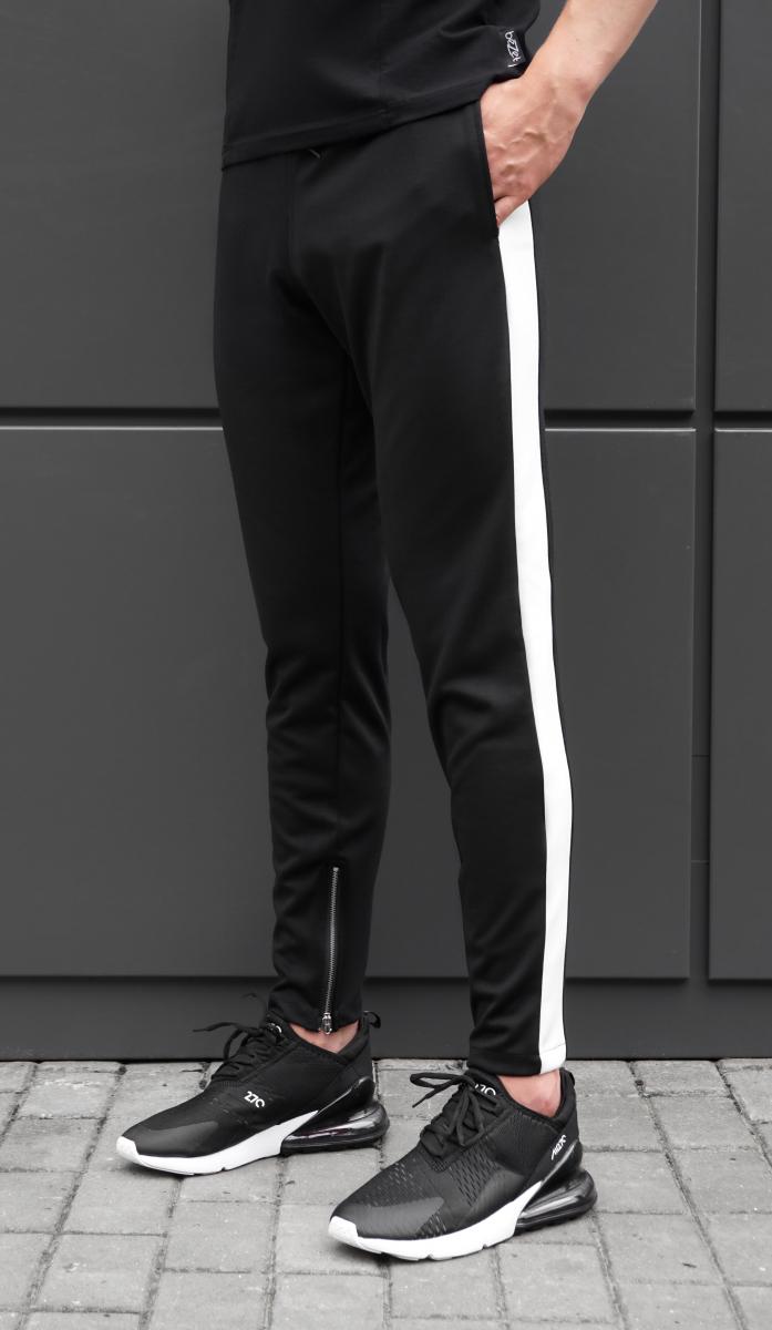 Спортивные штаны bezet zipp black white'18