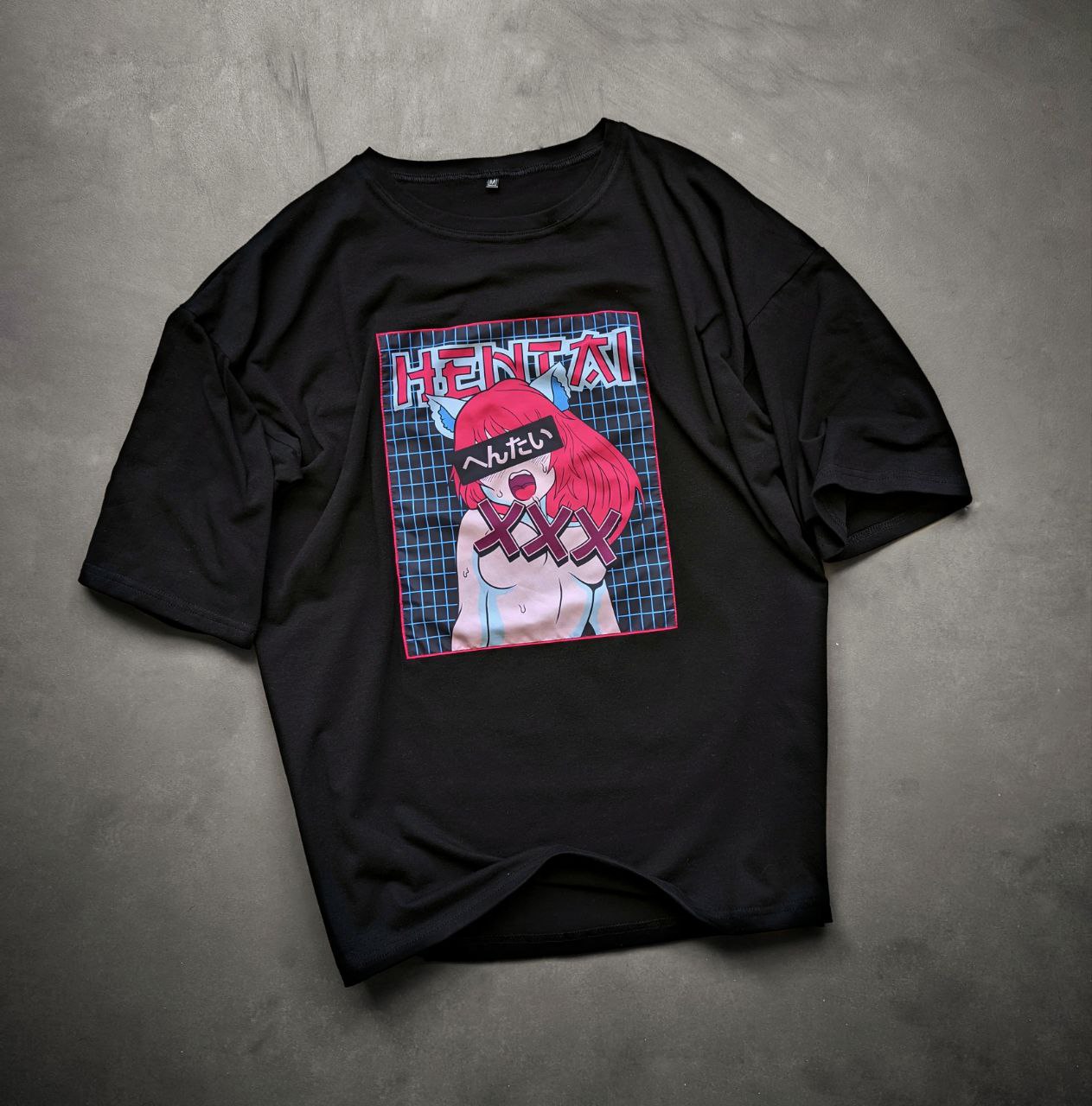 Мужская футболка стильная оверсайз Reload Hentai черная     - Фото 1