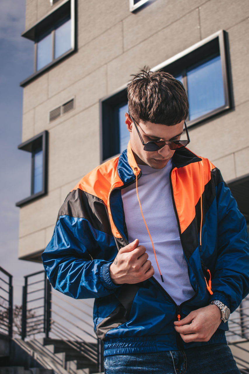 Мужская демисезонная куртка - ветровка Reload Retro 90-6 оранжевый - Фото 4