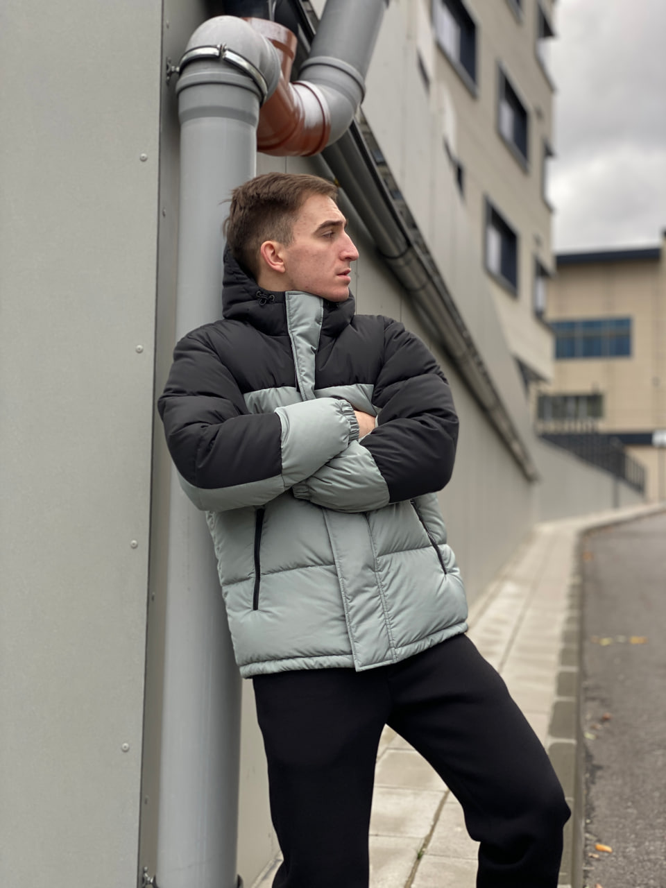 Мужская зимняя куртка пуховая Reload Reale серый/ Зимний короткий пуховик стильный теплый