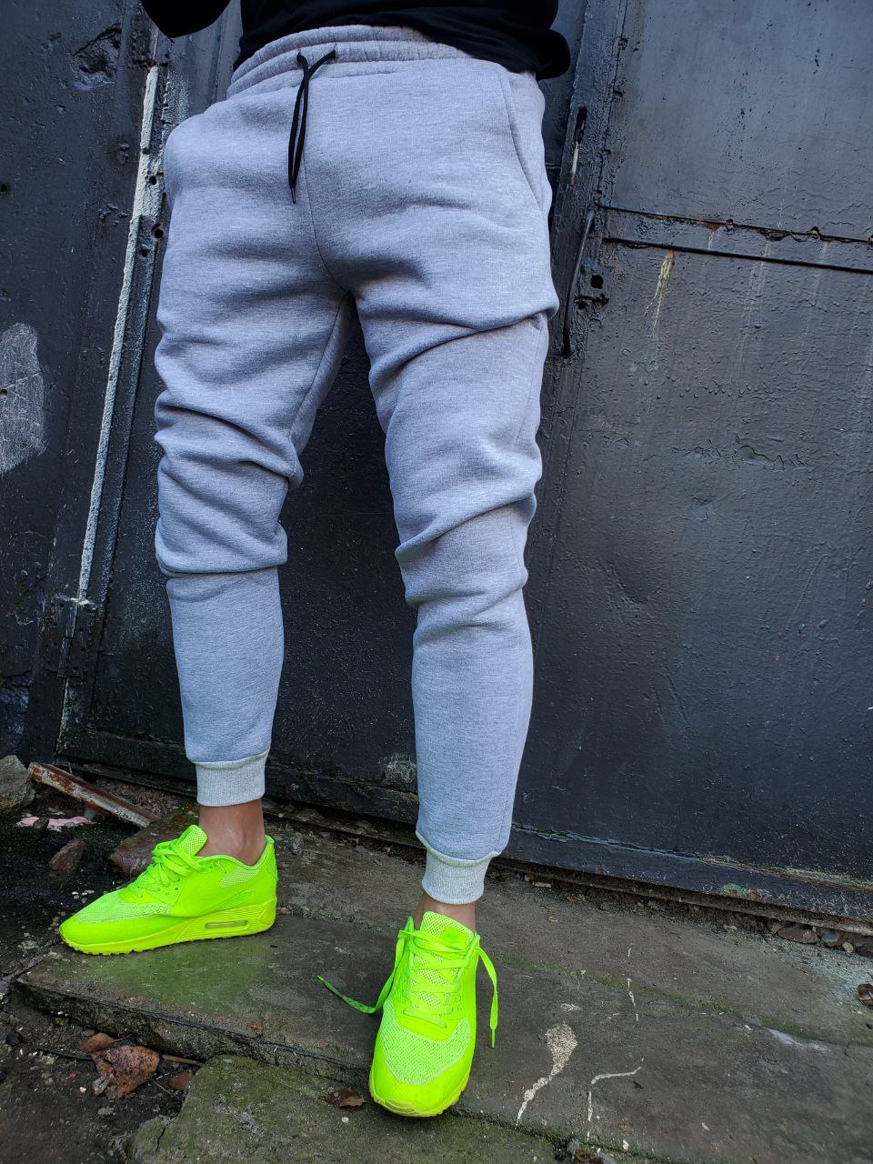 Спортивные брюки мужские теплые серые замок B. - Фото 3