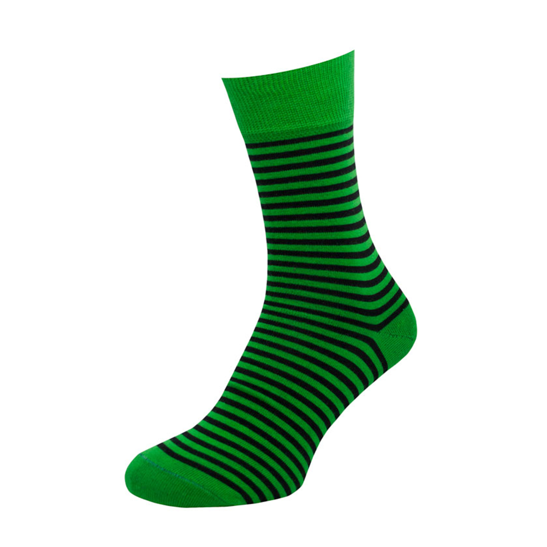 Носки мужские цветные из хлопка, зелёные в полоску MansSet