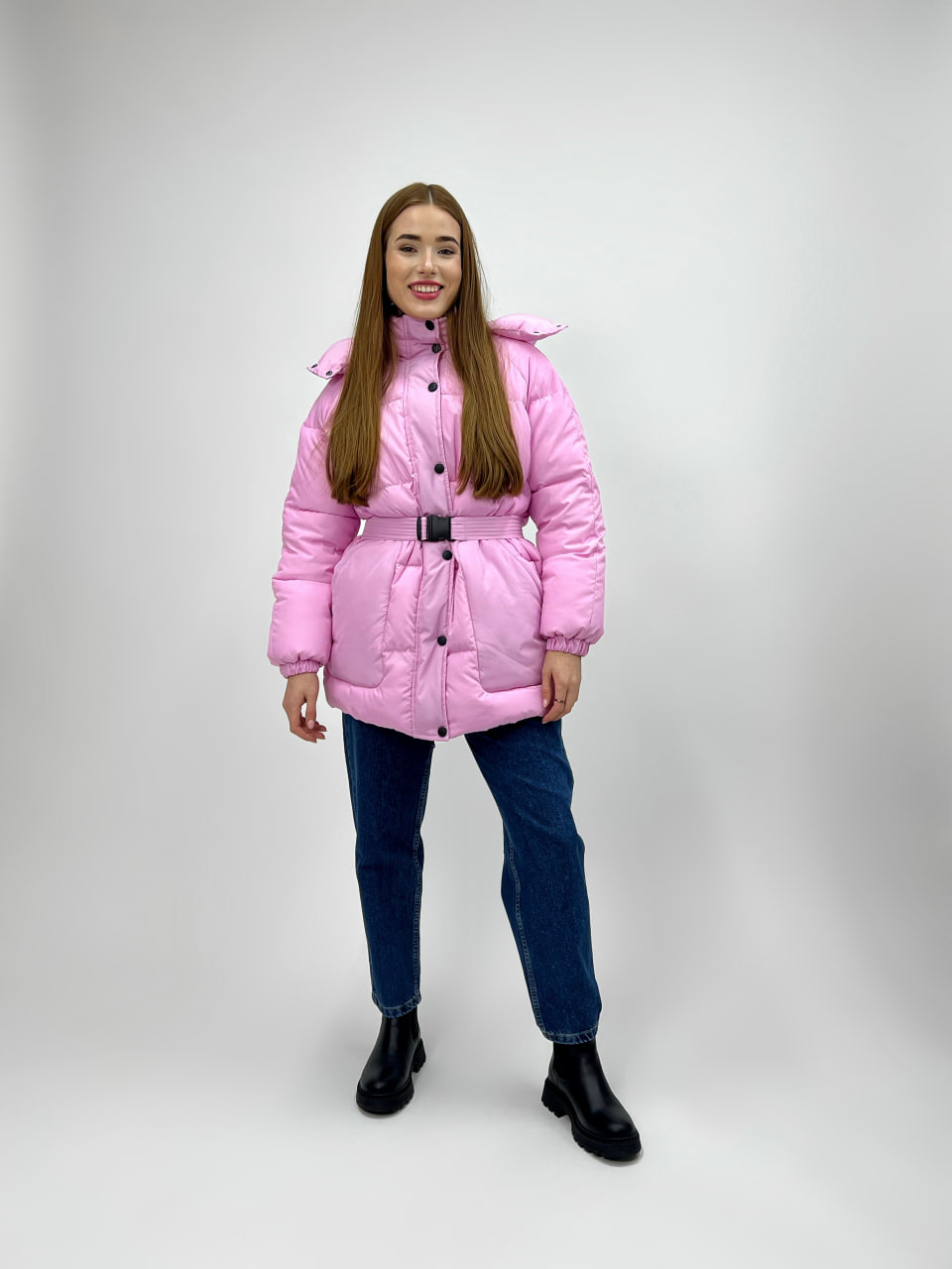 Жіноча зимова куртка-пуховик Reload Elly рожевий/ Зимовий пуховик оверсайз стильний теплий - Фото 5