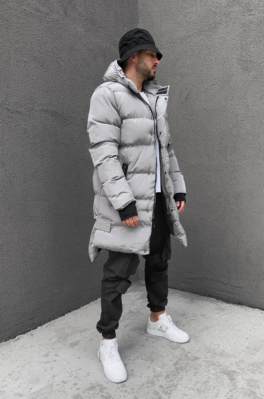 Подовжена чоловіча куртка сірого кольору Sold Out - Фото 1