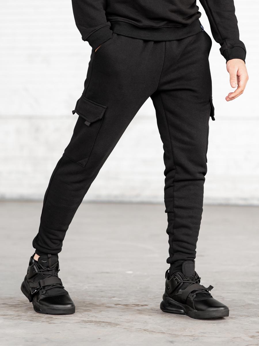 Теплые спортивные карго штаны BEZET Basic black'20 - Фото 2