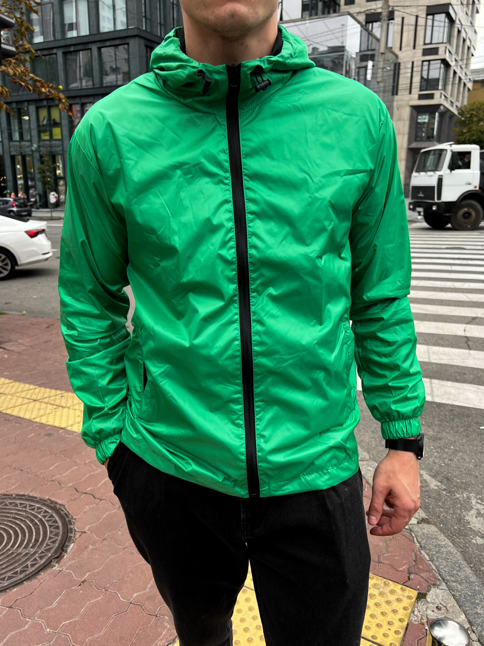 Мужская демисезонная куртка - ветровка Reload Basic зеленая - Фото 5