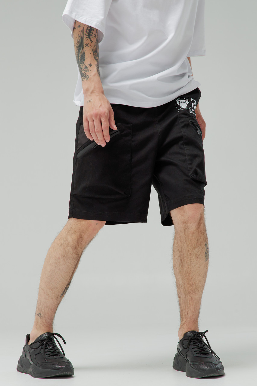 Мужские карго шорты с принтами черный от бренда ТУР модель Ханзо TURWEAR - Фото 2
