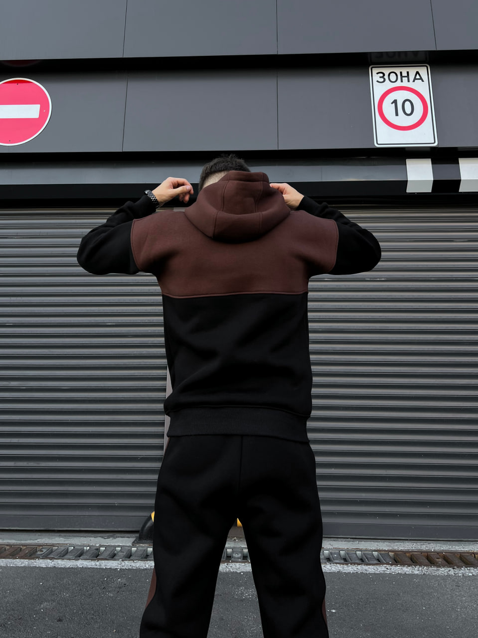 Мужской теплый спортивный костюм флисовый Reload - Double черный с коричневым - Фото 2