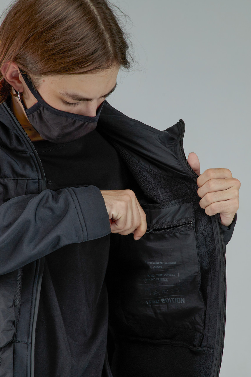 Демисезонная куртка из софтшела мужская черная бренд ТУР модель Онага размер S, M, L, XL TURWEAR - Фото 2