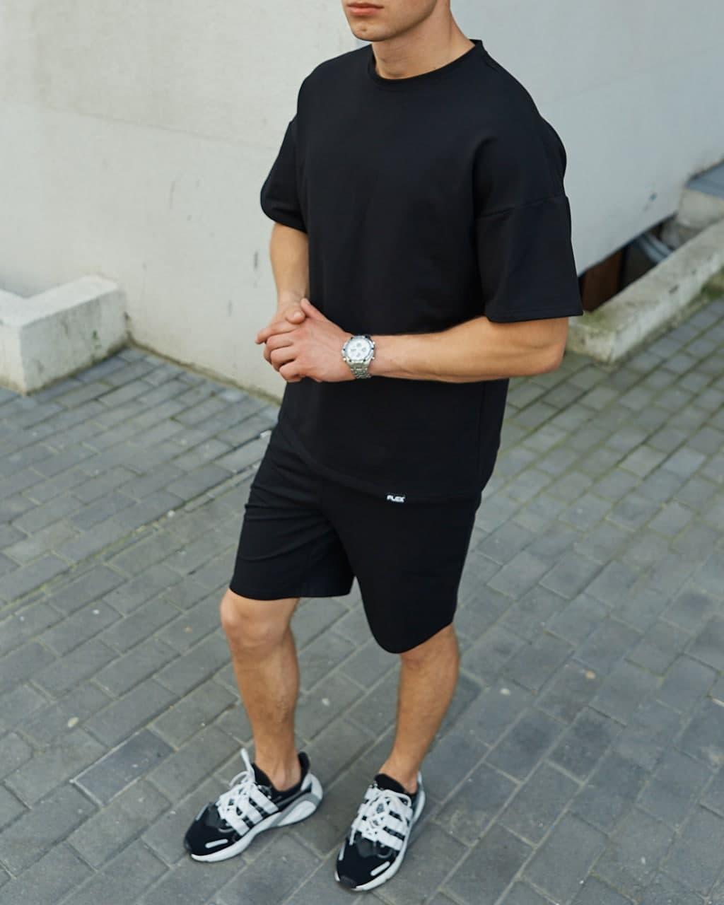 Літній комплект чорна футболка чоловіча Quil (Квіл) чорні шорти чоловічі Duncan (Дункан) TURWEAR - Фото 7