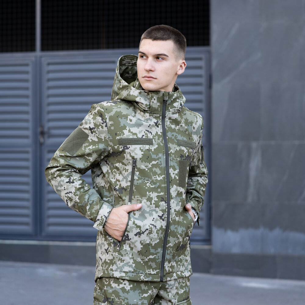 Куртка чоловіча демісезонна з капюшоном Піксель Pobedov Motive з липучками POBEDOV - Фото 7