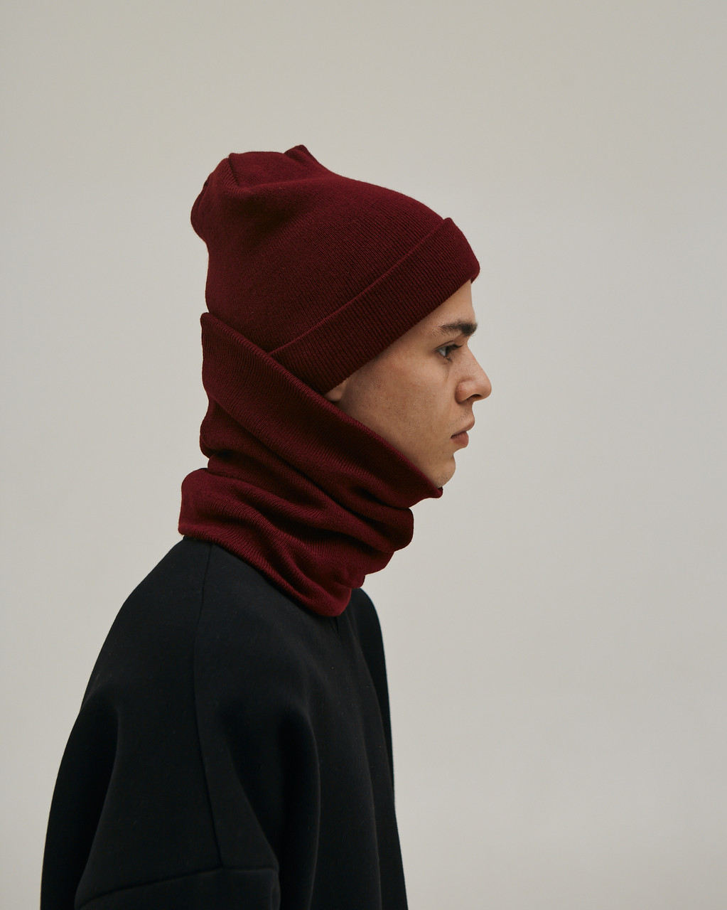 Зимняя шапка и бафф бордовые комплект от бренда ТУР TURWEAR - Фото 7