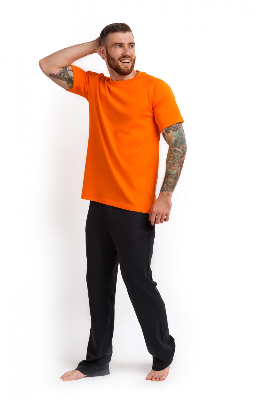 Пижама мужская (футболка и штаны) оранжевый с графитовым MansSet