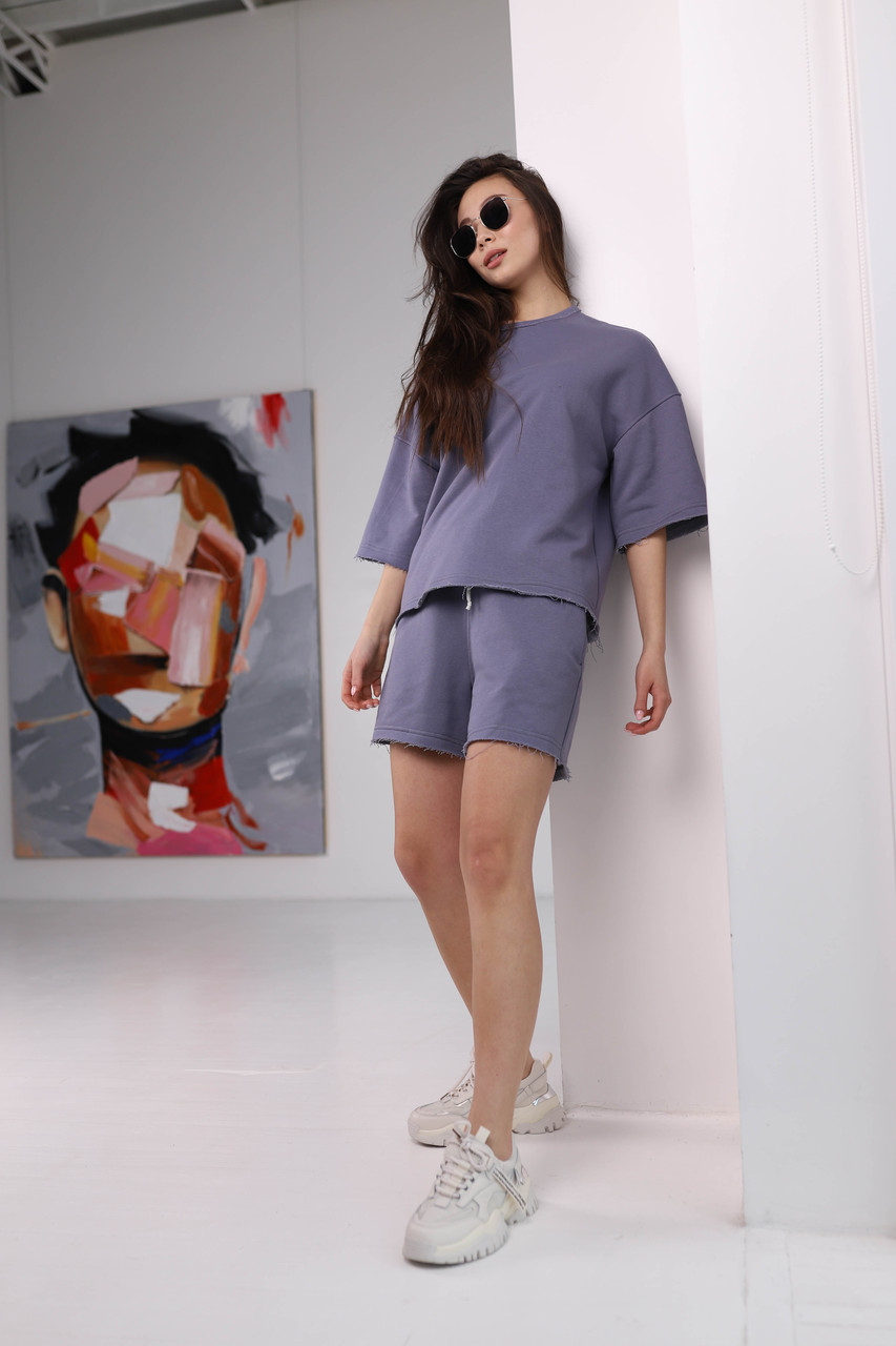 Літній комплект футболка і шорти жіночий сірий оверсайз модель Ронні TURWEAR - Фото 7