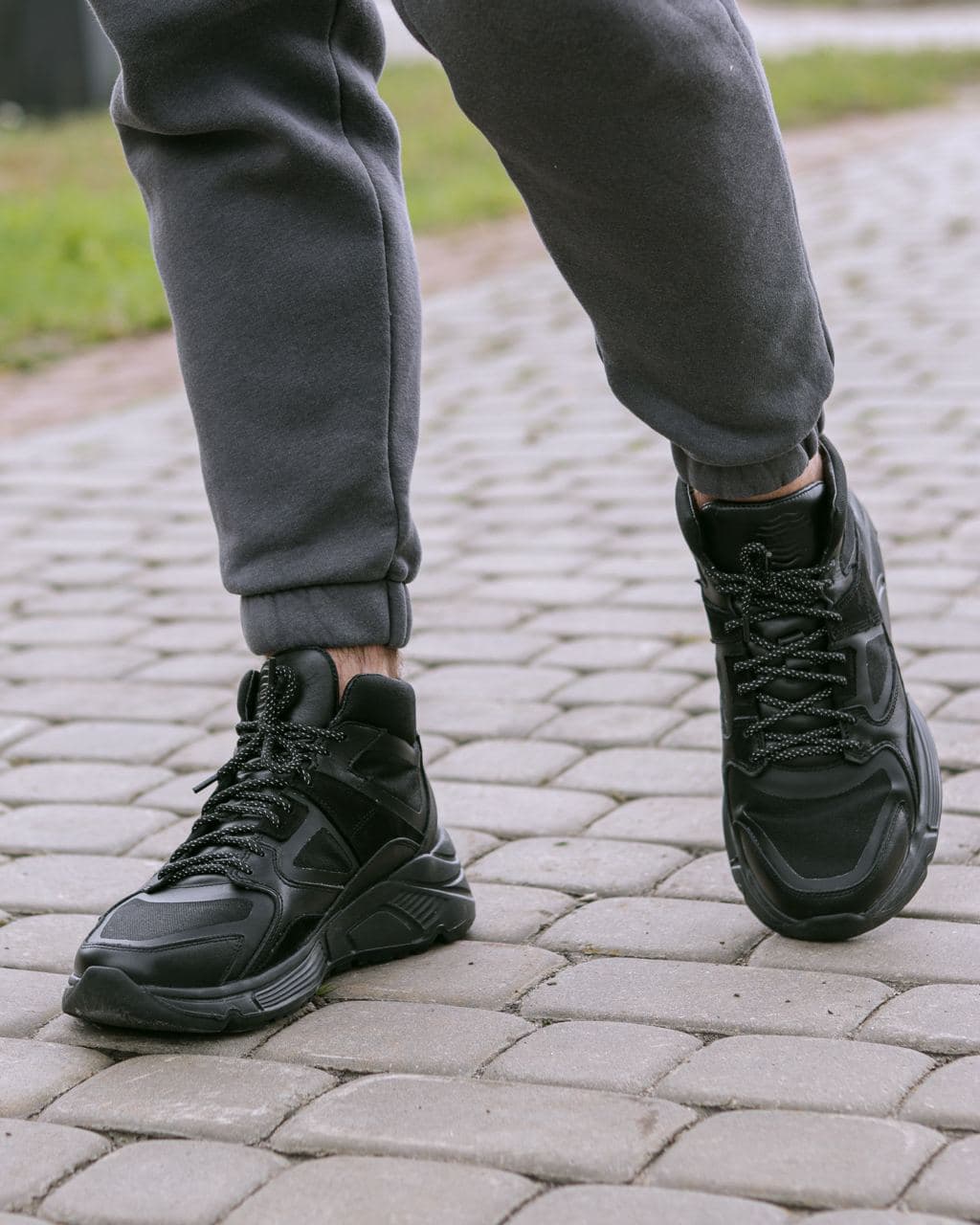 Чоловічі зимові кросівки шкіряні (черевики) чорні Protect - Фото 2